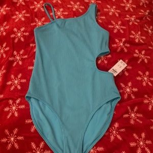 Girls asymmetrical cutout one-piece swimsuit 13/14